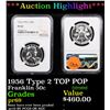 Image 1 : Proof ***Auction Highlight*** NGC 1956 Type 2 TOP POP Franklin Half Dollar 50c Graded pr69 By NGC (f