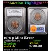 Image 1 : ***Auction Highlight*** PCGS 1978-p Mint Error Jefferson Nickel 5c Graded ms64 rb By PCGS (fc)