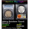 Image 1 : ***Auction Highlight*** PCGS 1884-p Rainbow Toned Morgan Dollar $1 Graded ms64 By PCGS (fc)