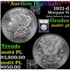Image 1 : ***Auction Highlight*** 1921-d Morgan Dollar $1 Graded Select Unc+ PL By USCG (fc)