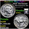 Image 1 : ***Auction Highlight*** 1927 Vermont Old Commem Half Dollar 50c Graded GEM+ Unc By USCG (fc)