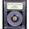 Image 4 : ***Auction Highlight*** 1851-c Charlotte Gold Dollar $1 Graded Select Unc By USCG (fc)