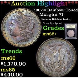 ***Auction Highlight*** 1902-o Rainbow Toned Morgan Dollar $1 Graded GEM+ Unc By USCG (fc)