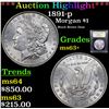 Image 1 : ***Auction Highlight*** 1891-p Morgan Dollar $1 Graded Select+ Unc By USCG (fc)