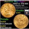 Image 1 : *Highlight Of Entire Auction* 1892-cc FS-801 Gold Liberty Eagle $10 Graded Select Unc By USCG (fc)