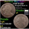 Image 1 : *Highlight Of Entire Auction* 1799 S-189 Draped Bust Large Cent 1c Graded g+ By USCG (fc)