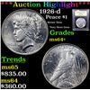 Image 1 : ***Auction Highlight*** 1926-d Peace Dollar $1 Graded Choice+ Unc By USCG (fc)