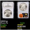 Image 1 : 1922-p Peace Dollar $1 Graded ms64 By NGC