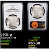 Image 1 : NGC 1921-p Morgan Dollar $1 Graded ms62 By NGC
