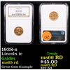 Image 1 : NGC 1938-s Lincoln Cent 1c Graded ms65 rd By NGC
