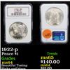 Image 1 : 1922-p Peace Dollar $1 Graded ms64 By NGC