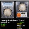 Image 1 : PCGS 1886-p Rainbow Toned Morgan Dollar $1 Graded ms63 By PCGS
