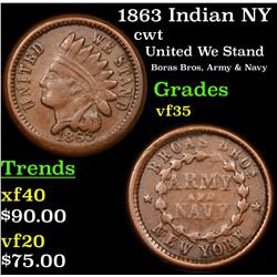 1863 Indian NY Civil War Token 1c Grades vf++