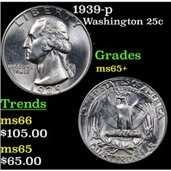 1939-p Washington Quarter 25c Grades GEM+ Unc