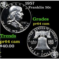 Proof 1957 Franklin Half Dollar 50c Grades Choice Proof Cameo