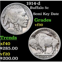 1914-d Buffalo Nickel 5c Grades vf++