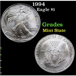 1994 Silver Eagle Dollar $1 Grades Mint State