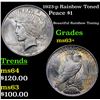 Image 1 : 1923-p Rainbow Toned Peace Dollar $1 Grades Select+ Unc