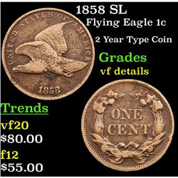 1858 SL Flying Eagle Cent 1c Grades vf details