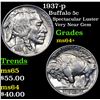 Image 1 : 1937-p Buffalo Nickel 5c Grades Choice+ Unc