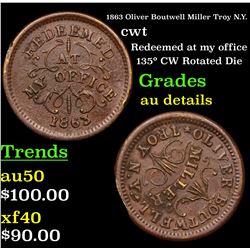 1863 Oliver Boutwell Miller Troy N.Y. Civil War Token 1c Grades AU Details