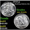 Image 1 : 1942-p Walking Liberty Half Dollar 50c Grades Unc Details
