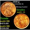 Image 1 : 1918-p Lincoln Cent 1c Grades Gem+ Unc RB