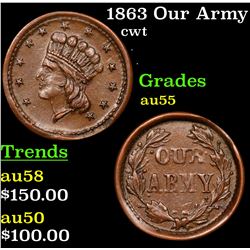 1863 Our Army Civil War Token 1c Grades Choice AU