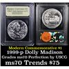 Image 1 : 1999-p Dolley Madison Modern Commem Dollar $1 Graded ms70, Perfection By USCG