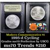 Image 1 : 1995-d Olympics Cycling Modern Commem Dollar $1 Graded ms70, Perfection By USCG