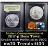 Image 1 : 2017-p Boys Town Centennial Modern Commem Dollar $1 Graded By USCG
