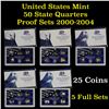 Image 1 : Group of 5 United States Mint 50 State Quarters Proof Sets 2000-2004 25 coins Grades