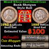 Image 1 : Mixed small cents 1c orig shotgun roll, 1923-s Wheat Cent, 1898 Indian Cent other end, McDonalds Wra