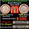 Image 1 : Mixed small cents 1c orig shotgun roll, 1917-s Wheat Cent, 1891 Indian Cent other end,McDnalds Wrapp