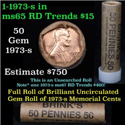 ***Auction Highlight*** Uncirculated 1c orig shotgun roll, 1973-s In Old Brinks wrapper  Grades (fc)