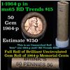 Image 1 : ***Auction Highlight*** Uncirculated 1c orig shotgun roll, 1964-p  In Old Brinks wrapper  Grades (fc