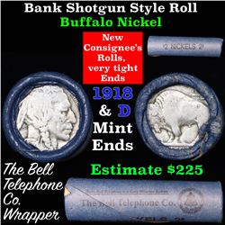 Buffalo Nickel Shotgun Roll in Old Bank Style 'Bell Telephone'  Wrapper 1918 & d Mint Ends Grades