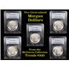 Image 1 : 5 Unc Morgan $1 Graded By PCGS Mixed Dates From The McClaren Collection Grades