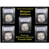 Image 1 : 5 Unc Morgan $1 Graded By PCGS Mixed Dates From The McClaren Collection Grades