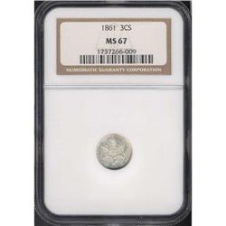 1861 Silver 3C NGC MS67