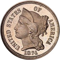 1874 Nickel 3C NGC Proof 66