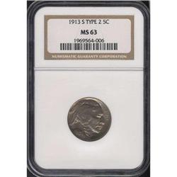 1913-S Buffalo 5C. Type 2 NGC MS63