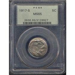 1917-S Buffalo 5C PCGS MS65