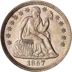 1857-O Liberty Seated 10C NGC MS65