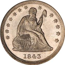 1843-O Liberty Seated 25C NGC MS65