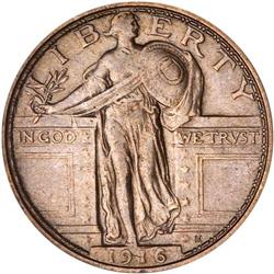 1916 Liberty Standing 25C PCGS AU50