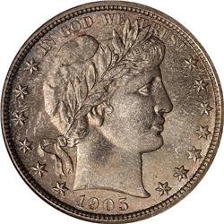 1905 Barber 50C NGC MS66