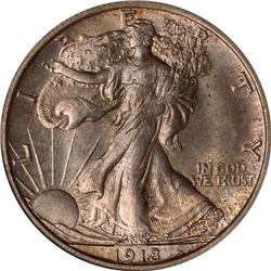 1918 Liberty Walking 50C NGC MS65