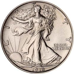 1918-D Liberty Walking 50C NGC MS63