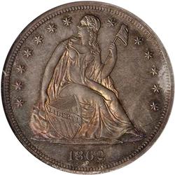 1862 Liberty Seated $1 NGC PF65
